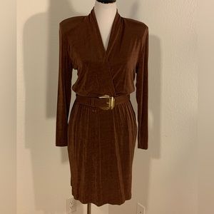 EUC PG Collections Brown Knit Dress with Belt